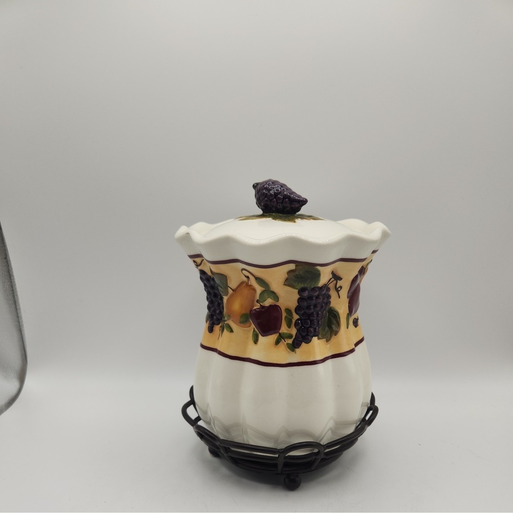 Home Interiors Sonoma Villa Canister with Lid and Stand 7 in Height